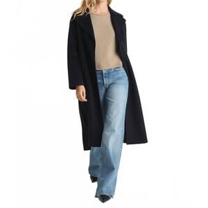 NEW W. CASHMERE marica robe coat in navy